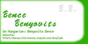 bence benyovits business card